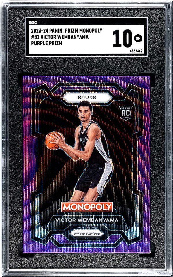 Victor Wembanyama 2023-24 Panini Prizm Monopoly Purple Rookie #81 SGC 10