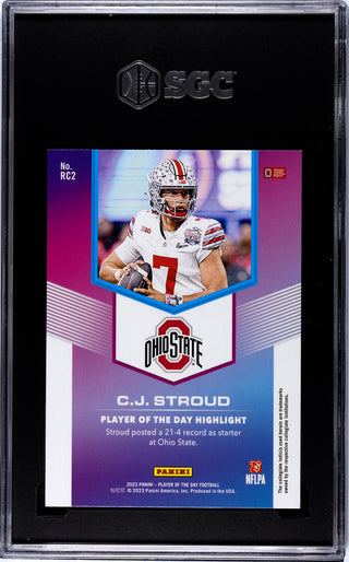CJ Stroud 2023 Panini Player of the Day #RC2 SGC 9.5