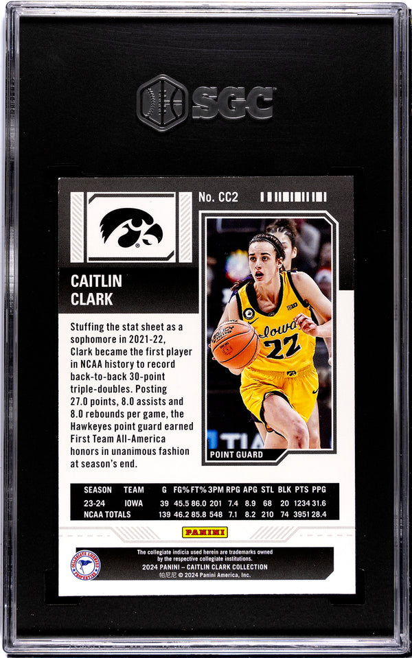 Caitlin Clark 2024 Panini Clark Collection #CC2 Contenders Metalized SGC 8