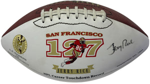 Jerry Rice Autographed Wilson White Panel Football