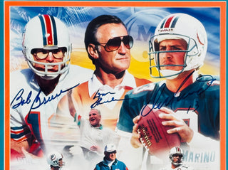 Bob Griese Don Shula & Dan Marino Signed 11x14 Framed Photo (Mounted Memories)