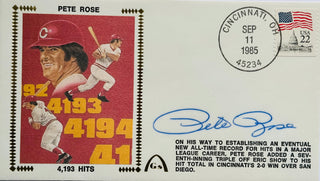 Pete Rose Autographed First Day Cover Sep. 11 1985 "4193 Hits" (JSA)