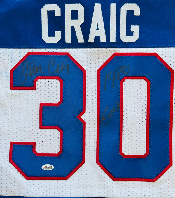 Jim Craig Signed Twice Team USA Ice Hockey Jersey (JSA)