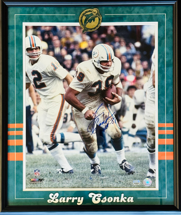 Larry Csonka Autographed Framed 16x20 Photo (Mounted Memories)