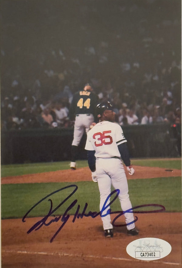 Rickey Henderson Autographed 4x6 Baseball Photo (JSA)