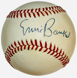 Ernie Banks Autographed Official National League Baseball (JSA)
