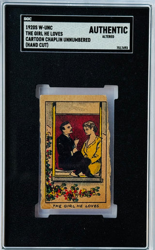 1920s W-UNC The Girl He Loves Cartoon Chaplin Unnumbered SGC Authentic
