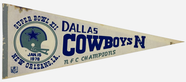 1978 Vintage Dallas Cowboys Super Bowl XII Pennant 12x30" Rare
