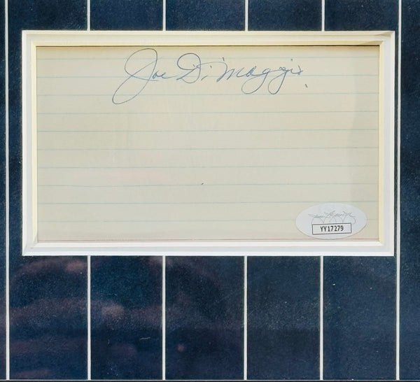 Joe DiMaggio Autographed 3x5 Index Card Framed (JSA)