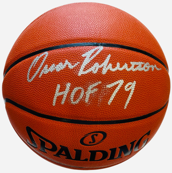 Oscar Robertson Autographed HOF 79 Spalding Basketball (PSA)