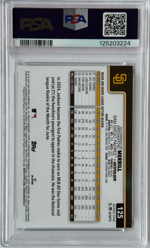 Jackson Merrill 2025 Topps Sandglitter #125 PSA NM-MT 8