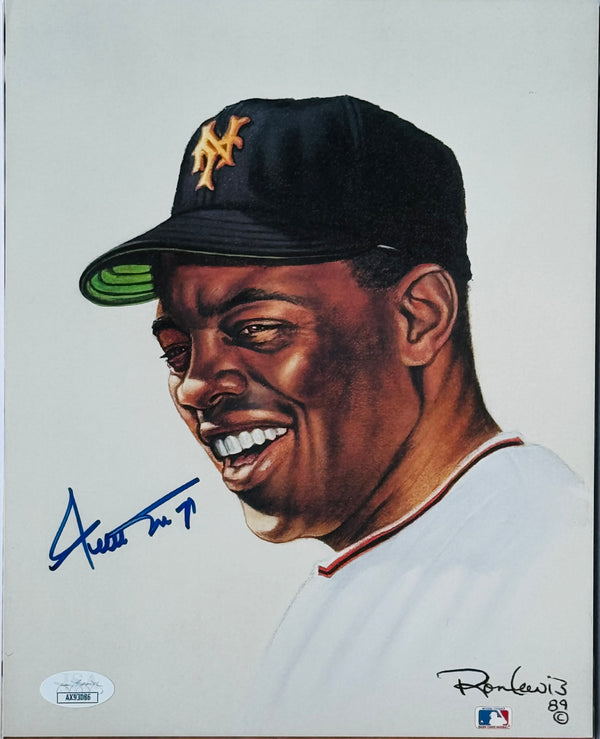 Willie Mays Autographed 8x10 Ron Lewis Print #420/5000 (JSA)