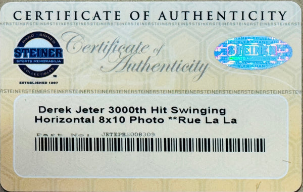 Derek Jeter Autographed 3000th Hit 8x10 Framed Baseball Photo (MLB/Steiner)