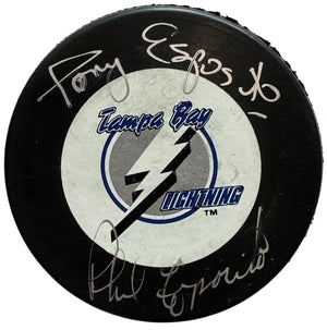 Phil & Tony Esposito Autographed Official Tamp Bay Lightning Puck (JSA)