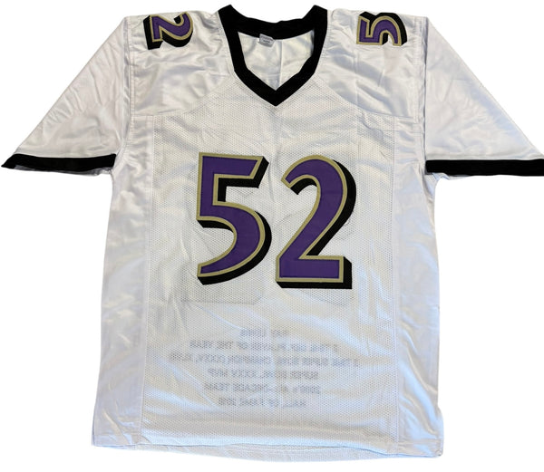 Ray Lewis Autographed Baltimore Ravens Custom Stat Jersey (Beckett)