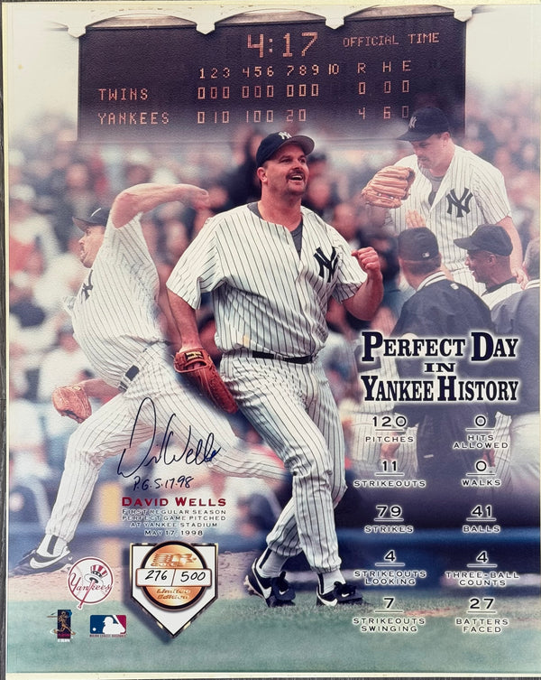 David Wells Autographed Yankees 16X20 Baseball Photo #276/500