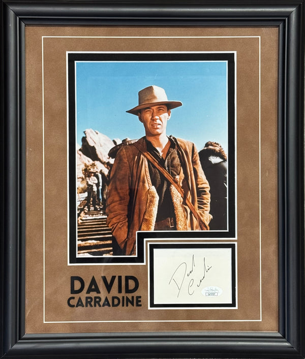 David Carradine Autographed Framed 3x5 Index Card (JSA)