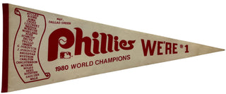 1980 Phillies World Champions Large Vintage Pennant Banner