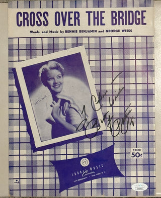 Patti Page (Cross Over The Bridge) Original Hand Signed Autograph Sheet Music (JSA)