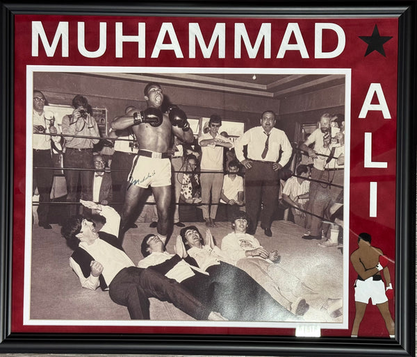 Muhammad Ali Autographed Framed Over The Beatles 16x20 Photo (JSA)