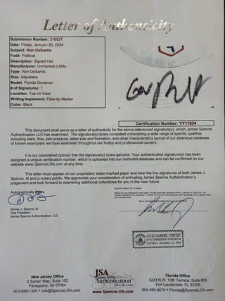 Ron DeSantis Autograph Florida Governor Hat (JSA)