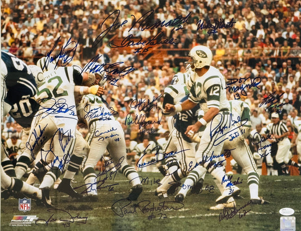 1969 New York Jets Reunion Super Bowl III Team Signed 16x20 Framed Photo (JSA)