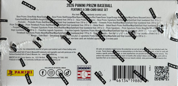 2026 Panini Prizm Baseball Hobby Box (Look For Manga & Color Blast Inserts)