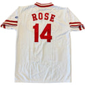 Pete Rose Autographed Embroidered Stat Cincinnati Reds Jersey #116/500 (JSA)