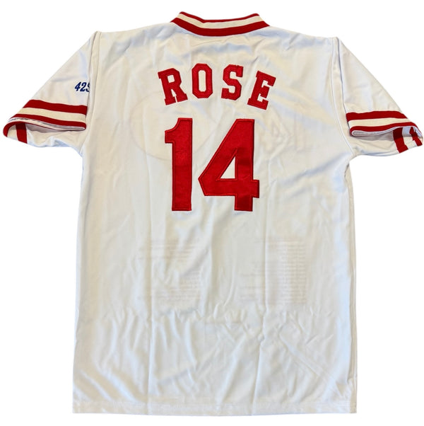 Pete Rose Autographed Embroidered Stat Cincinnati Reds Jersey #116/500 (JSA)