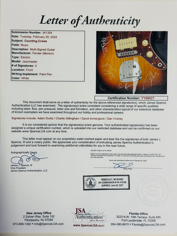 Counting Crows Autographed Fender Guitar (JSA)