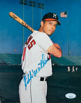 Eddie Mathews Autographed 8x10 Baseball Photo (JSA)