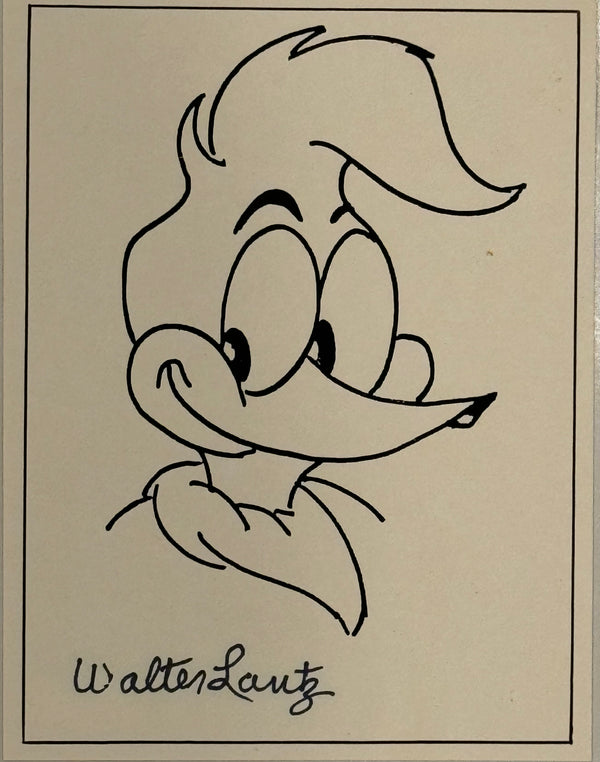 Walter Lantz Signed 5x7 Sketch of Woody Woodpecker (JSA)