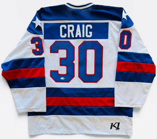 Jim Craig Signed Twice Team USA Ice Hockey Jersey (JSA)