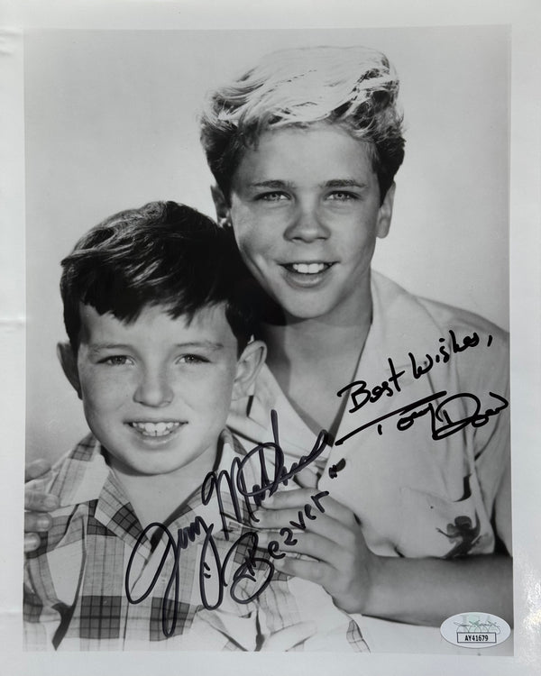 Jerry Mathers & Tony Dow Autographed 8X10 Photo Leave It to Beaver (JSA)