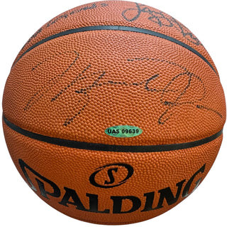 Magic Michael & Larry Signed Spalding Official Leather Game Basketball (PSA & UDA)