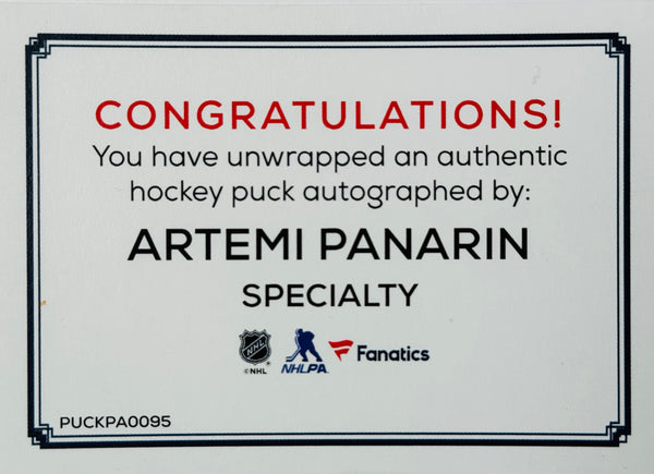 Artemi Panarin New York Rangers Authentic Autographed Official Game Puck (Fanatics)
