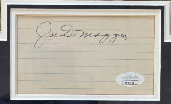 Joe DiMaggio Autographed 3x5 Index Card Framed (JSA)