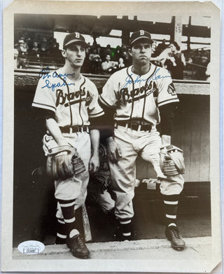 Warren Spahn & Johnny Sain Autographed Braves 8X10 Photo (JSA)