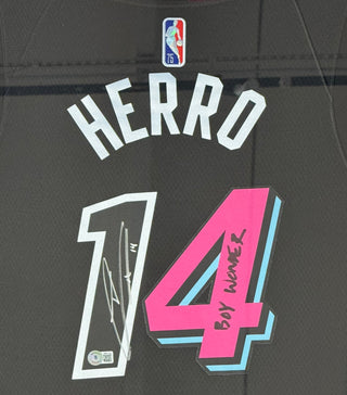 Tyler Herro Autographed Framed Miami Heat Mash Up Jersey (Beckett)