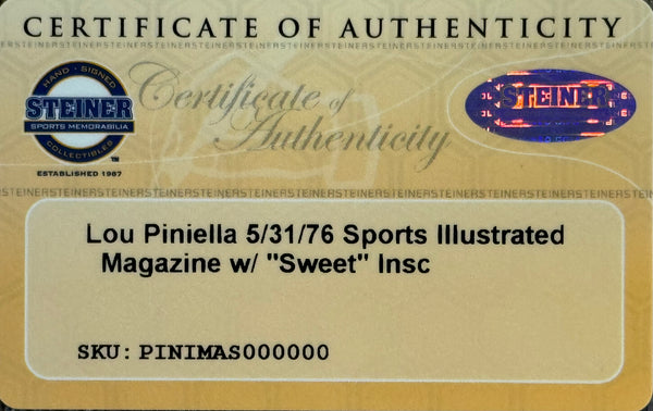 Lou Piniella Autographed Sports illustrated Program May 31 1976 (Steiner)