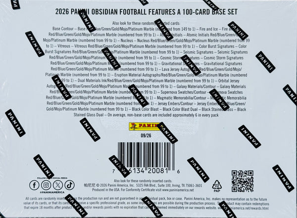 2026 Panini Obsidian Football Hobby Box