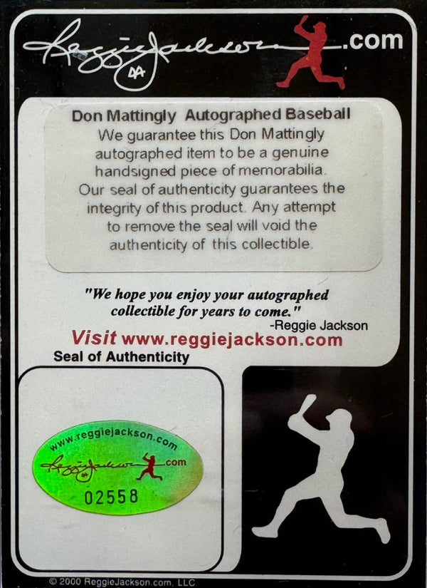 Don Arthur Mattingly Autographed Official Major League Baseball (Reggie Jackson.com)