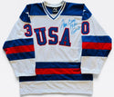 Jim Craig Signed Twice Team USA Ice Hockey Jersey (JSA)