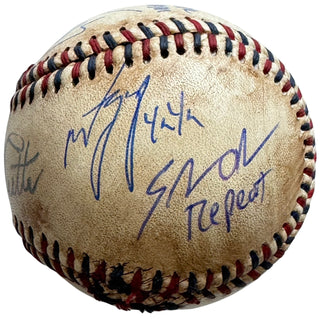 Sandlot Cast Signed Custom Baseball w/ Babe Ruth Facsimile (Beckett Witness)