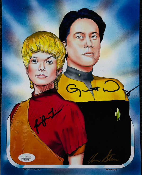 Garrett Wang & Jennifer Lien Autographed Star Trek Voyager Print (JSA)