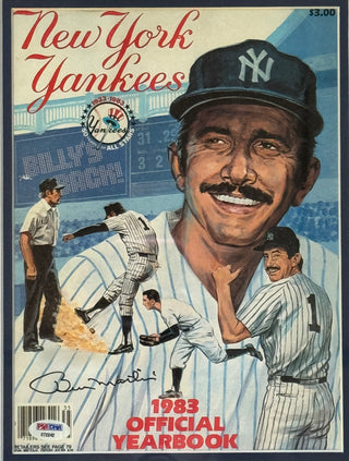 Billy Martin Autographed 1983 Yankees Official Yearbook Framed (PSA)