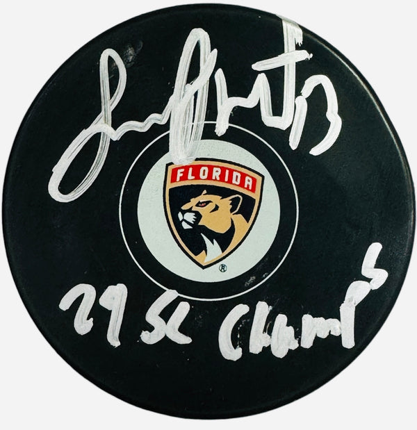 Sam Reinhart Autographed "Stanley Cup Champs" Florida Panthers Puck (Beckett)