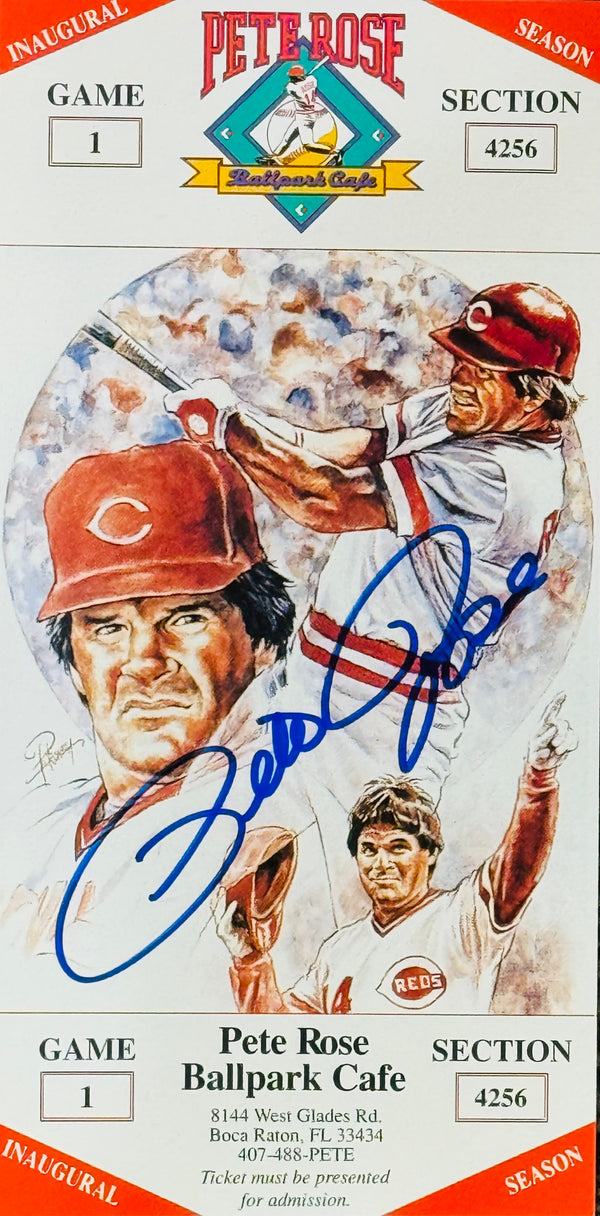 Pete Rose Autographed Ballpark Cafe Ticket