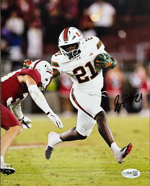 Javian Mallory Autographed Miami Hurricanes 8x10 Photo (JSA)