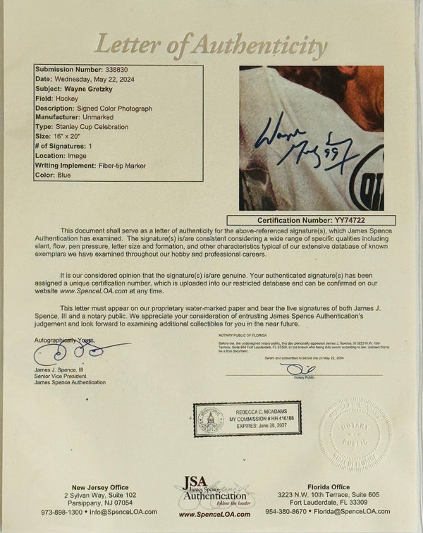 Wayne Gretzky Autographed Framed 16x20 Oilers Photo (JSA)